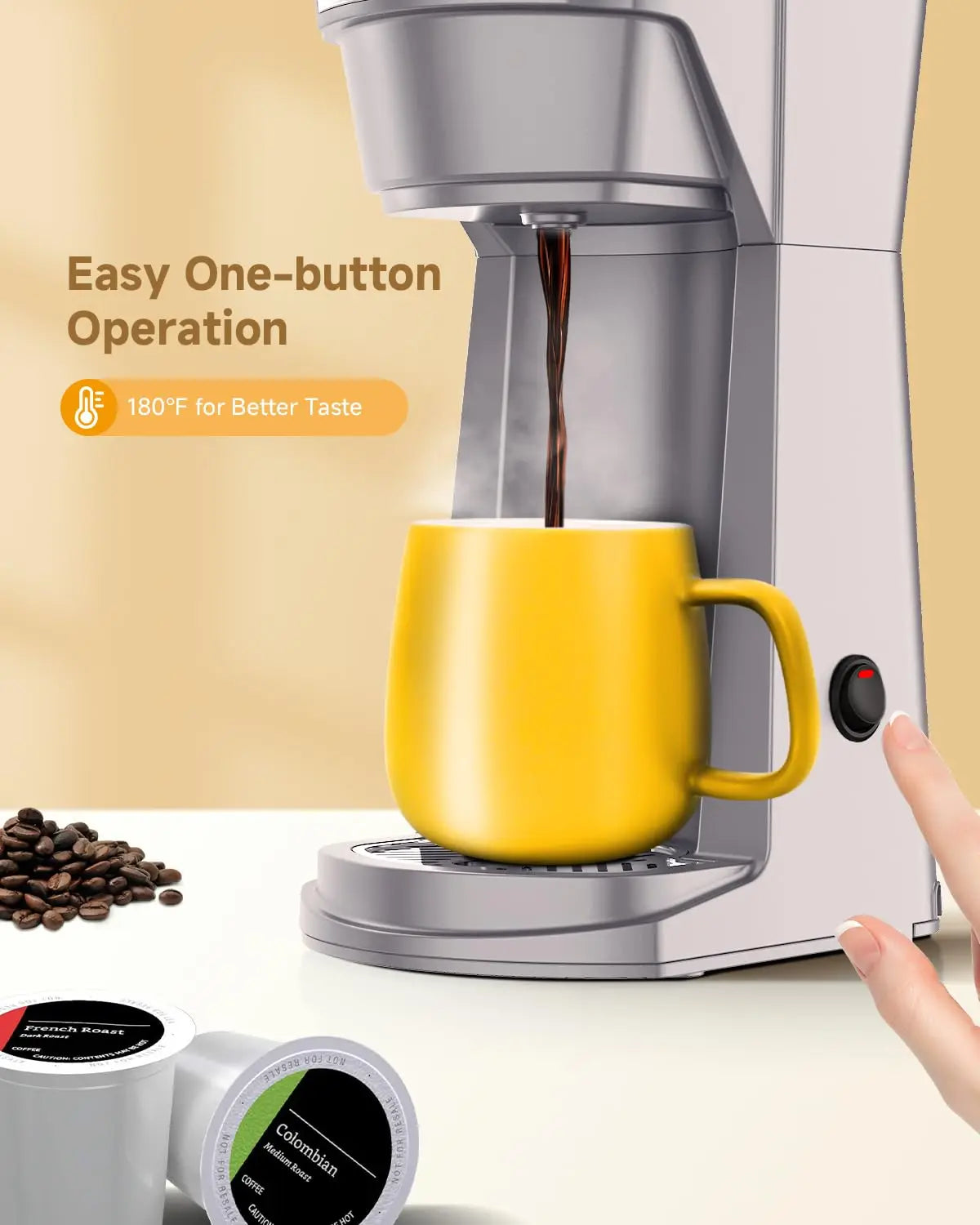14 Oz Coffee Maker, Mini Single Serve for K Cup Pod & Ground Coffee, 800W, 1.9 lb, BPA Free, Fast Brewing, Reusable Filter,
