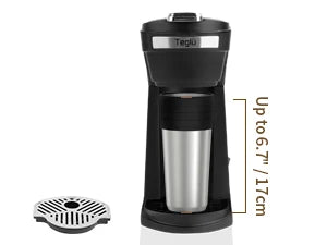 14 Oz Coffee Maker, Mini Single Serve for K Cup Pod & Ground Coffee, 800W, 1.9 lb, BPA Free, Fast Brewing, Reusable Filter,